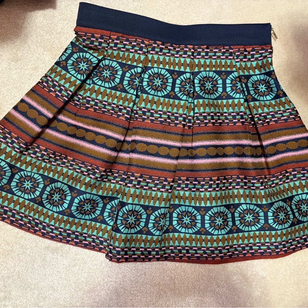 Nomad Blue and Brown Geometric Mini Skirt